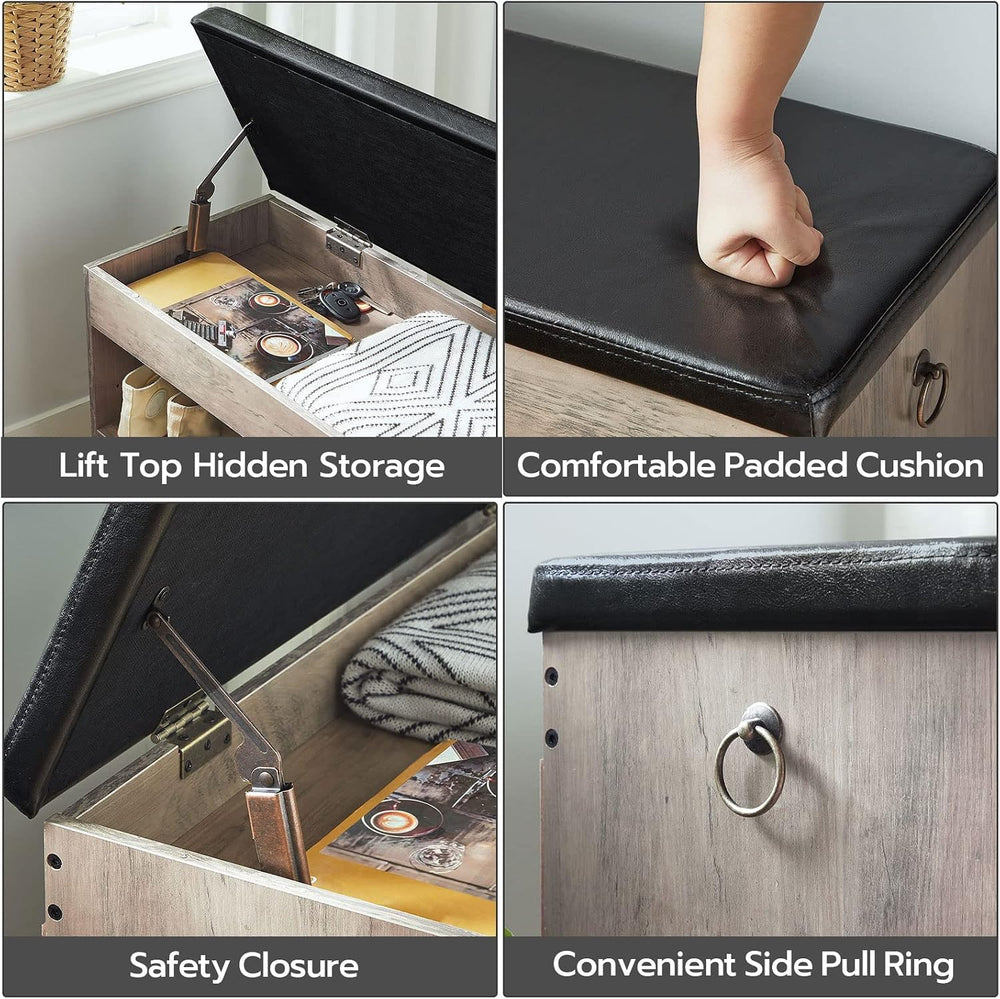 HOOBRO Shoe Storage Bench with Cushion, 32.3'' Entryway Bench with Li...