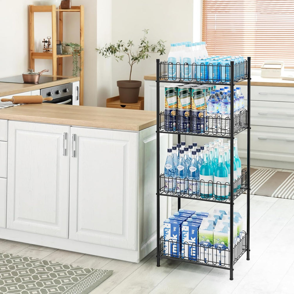 OYEAL Water Bottle Storage Holder 4 Tier Can Organizer for Pantry, Large Capa...