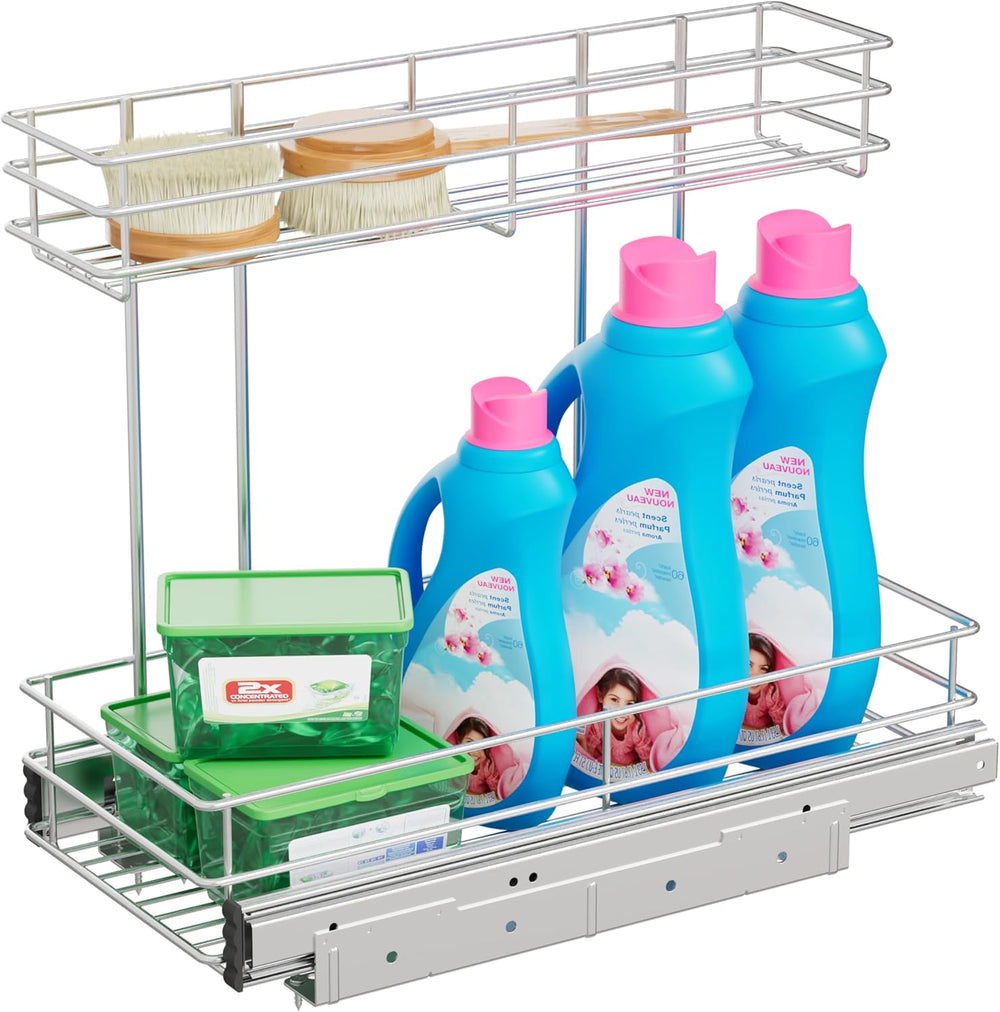 Under Sink Organizer 9" W X19 D, Pull Out Cabinet Organizer 2 Tier