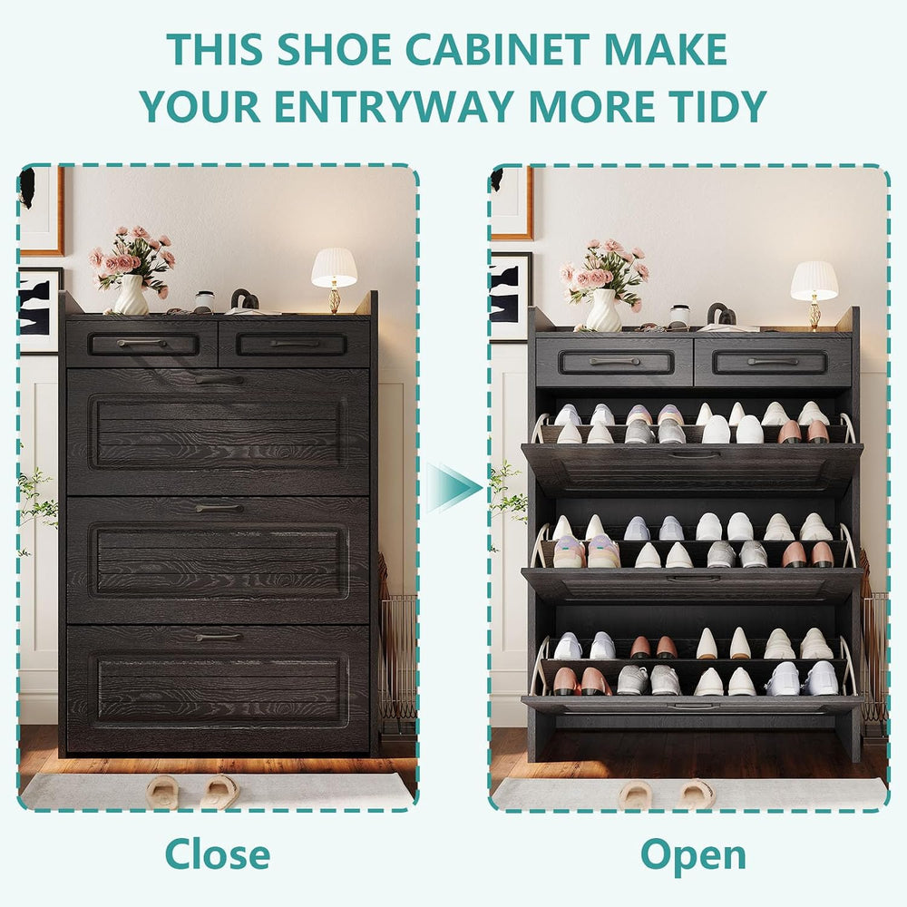 Shoe Cabinet for Entryway with 3 Large Flip Drawers and 2 Drawers