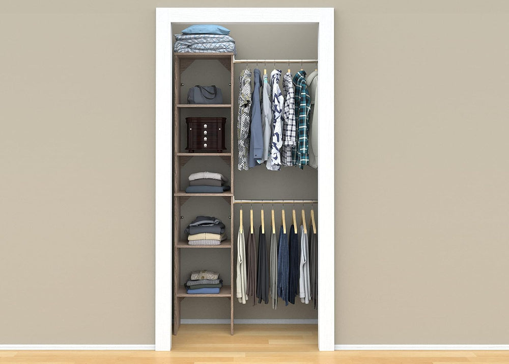 ClosetMaid SuiteSymphony Wood Closet Organizer Starter Kit with Tower and 3 H...