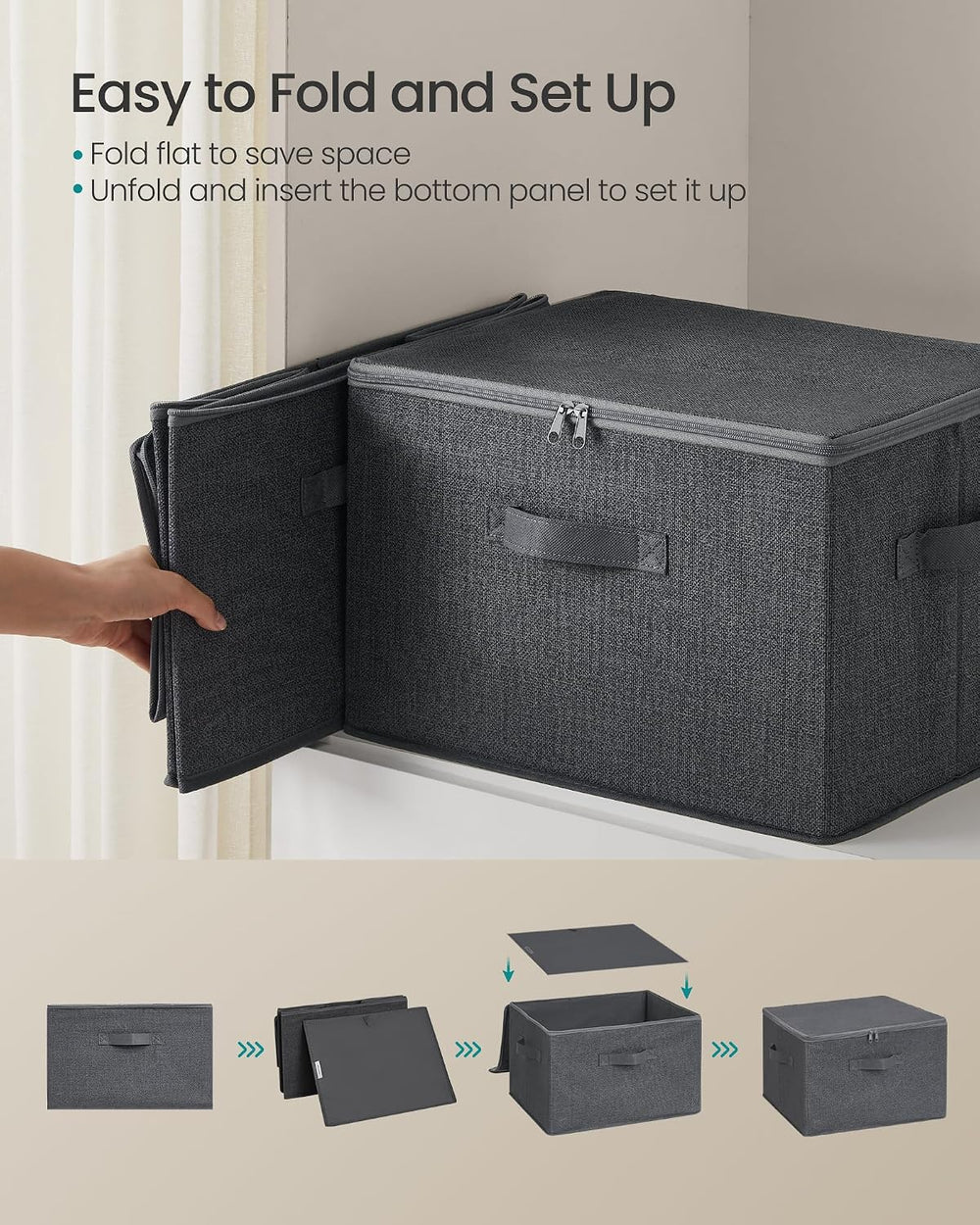 SONGMICS Set of 6 Storage Bins with Zipper Lids, 31 Quart Storage Boxes