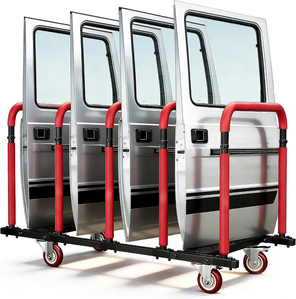 YOHKOH Jeep Door Storage Rack, Movable Stand with Lockable 4" Casters