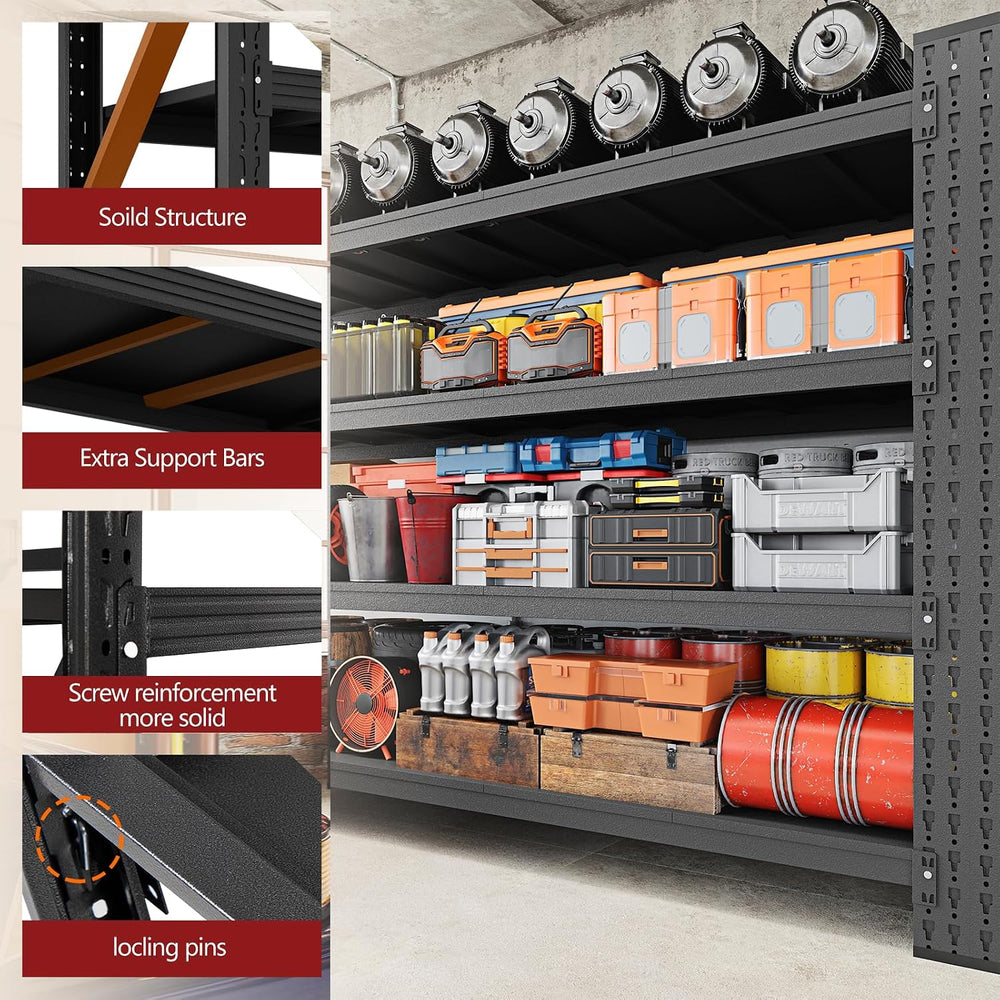 RAVIGIN 9000LBS Storage Shelves, 75" W Garage Shelving Heavy Duty Metal ...