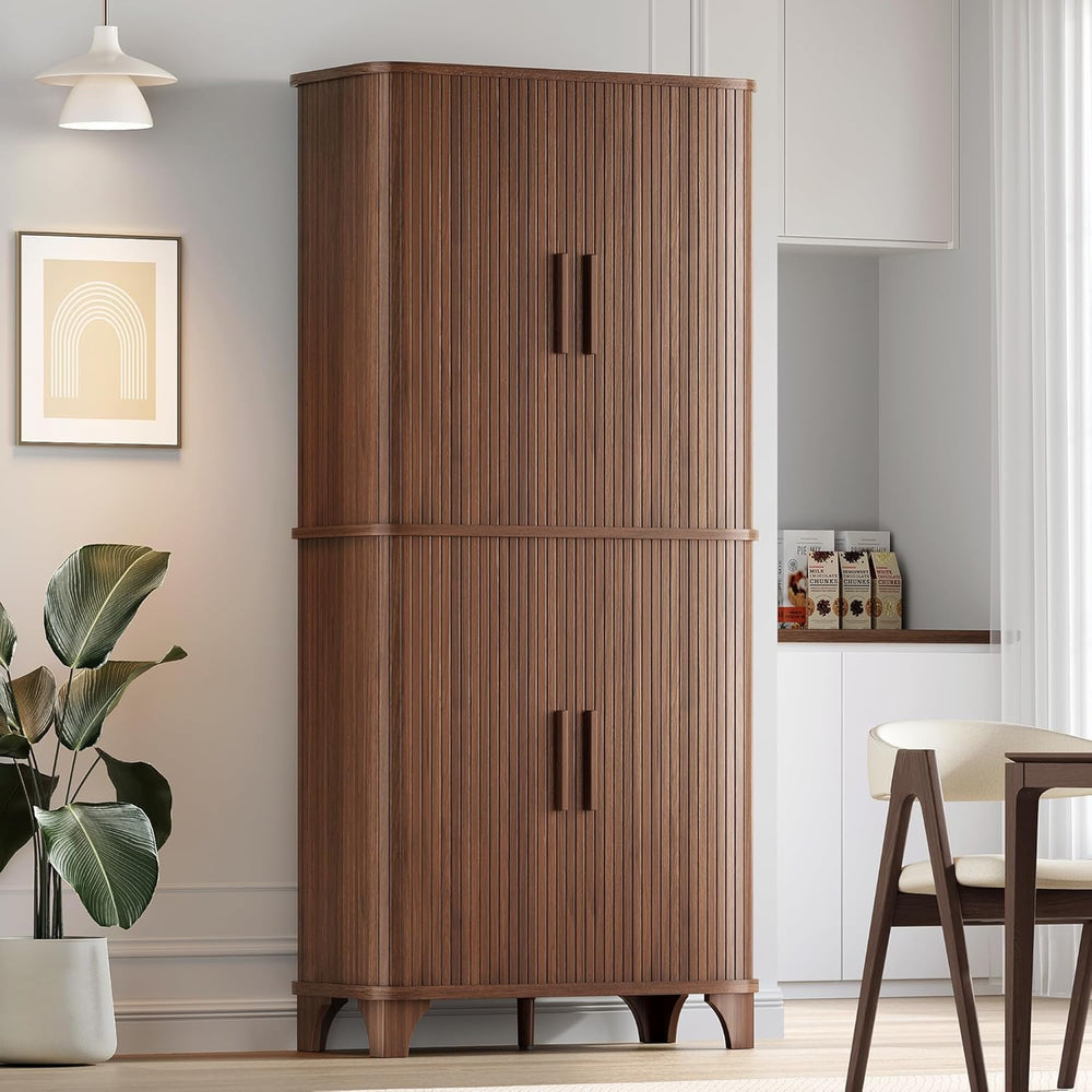 Decofy 69" Tall Kitchen Pantry Storage Cabinet with Sliding Door, Modern...