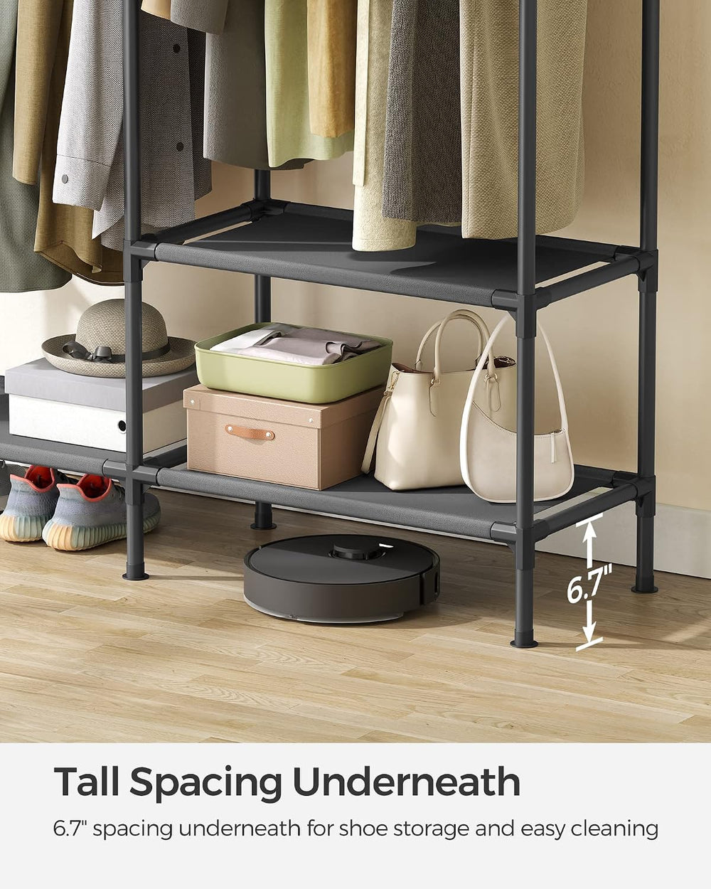 SONGMICS Heavy Duty Clothes Rack, 65 Inch Freestanding Portable Wardrobe with...