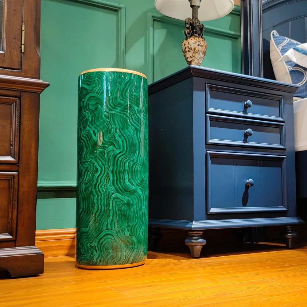 24" H Ceramic Umbrella Stand Malachite Green for Entryway Indoor