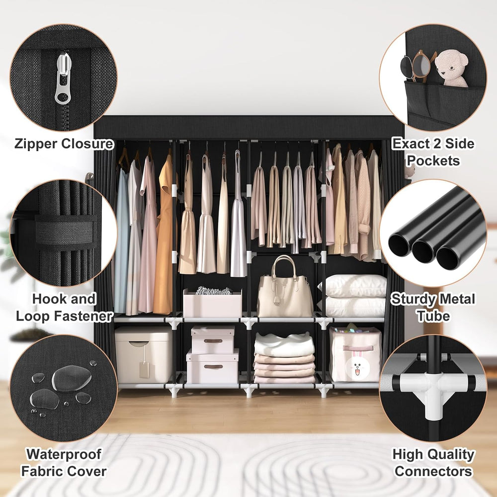 VTRIN Portable Closet for Hanging Clothes 67 Inch Wide Large Capacity Portabl...