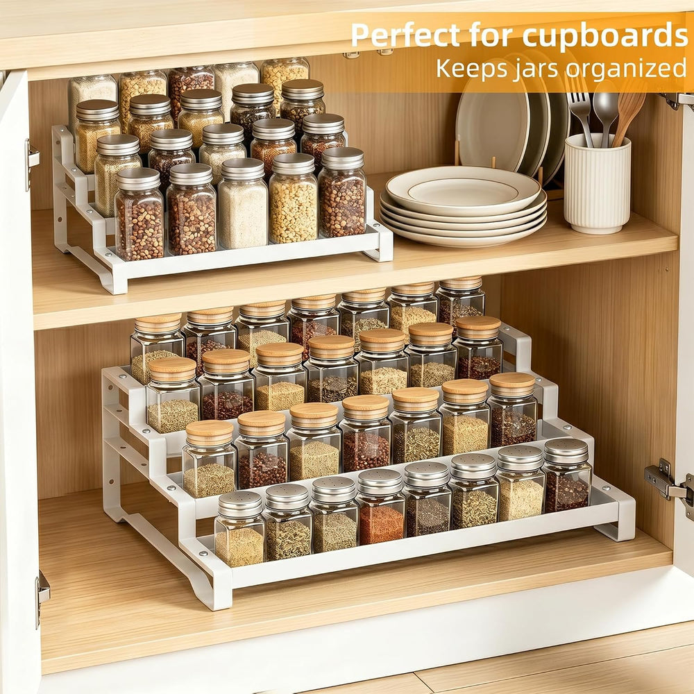 Expandable Spice Rack Organizer for Cabinet, 4-Tier Metal Shelf