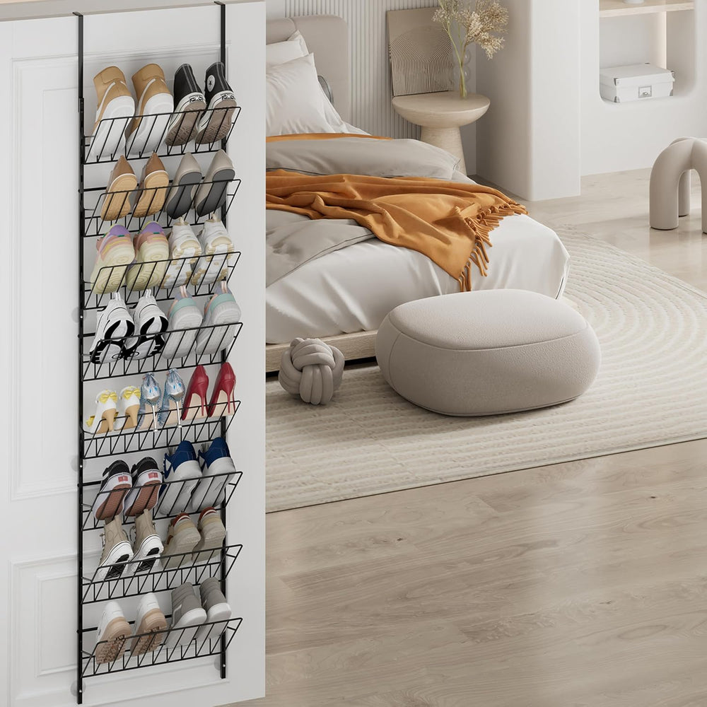 SWTYMIKI Over the Door Shoe Organizer - Adjustable 8 Tier Hanging Shoe Rack O...