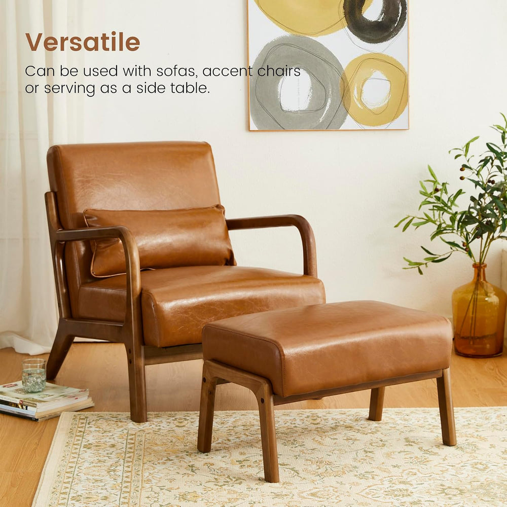 Glitzhome 15.5"(H) Footrest Stool Set of 2, Leatherette Ottoman, Accent ...