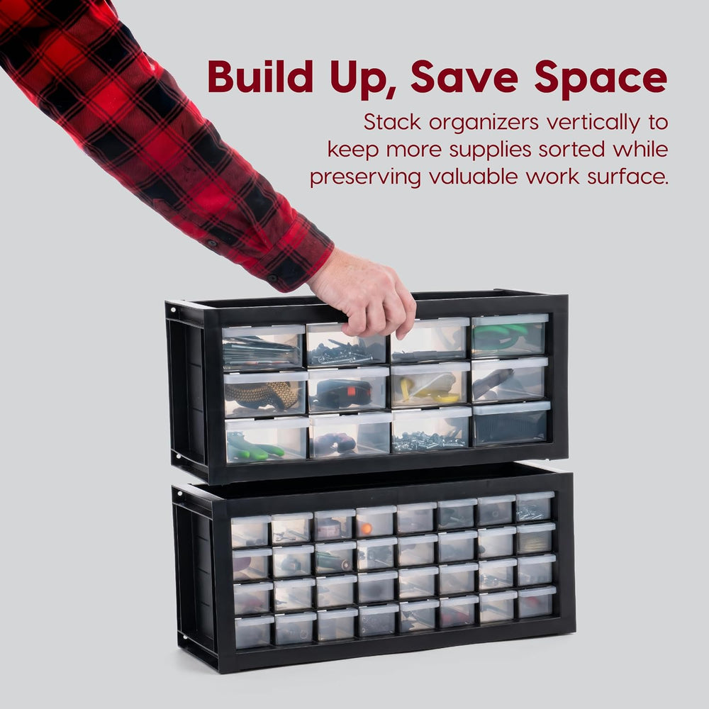 IRIS USA 12-Drawer Desk Storage Organizer, Charms, Water Packets, Black