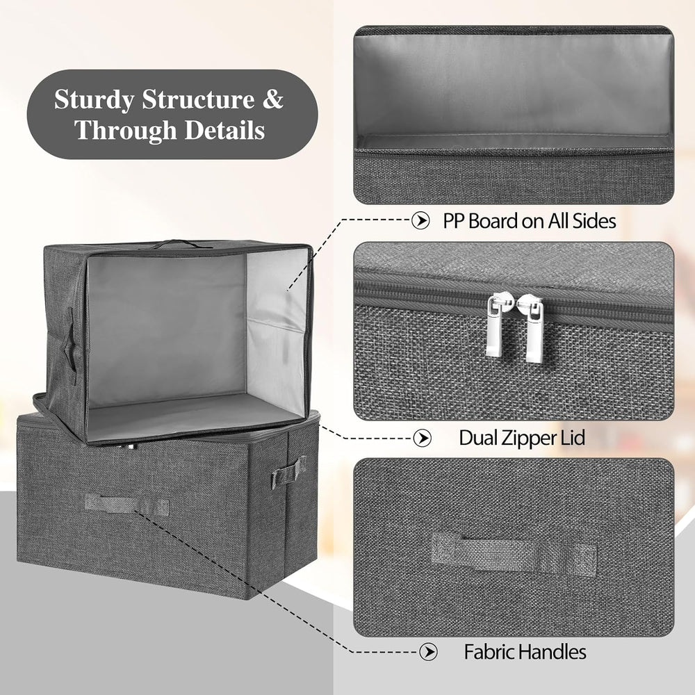 ANMINY Fabric Storage Bins with Zipper Lids, 15"x10"x6", Gray,...
