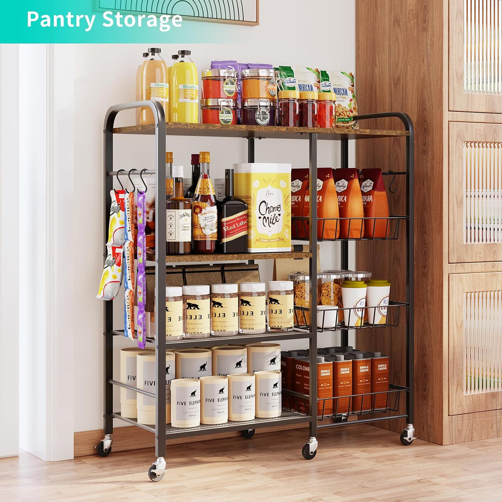 HapiRm Rolling Kitchen Microwave Cart - 4 Tier Kitchen Island on Wheels