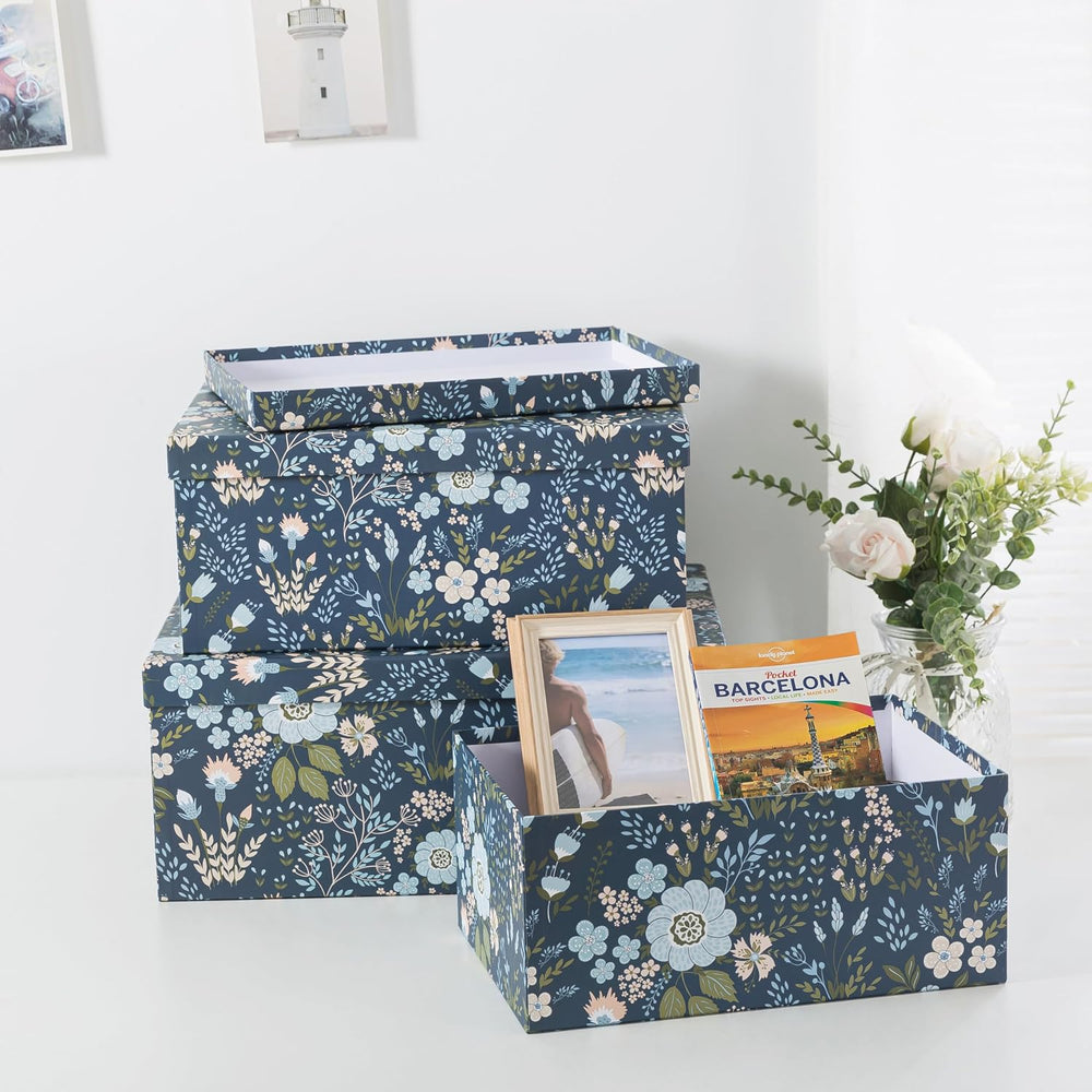 Soul & Lane - Nightfall Bloom Decorative Storage Boxes with Lids, Set of 3