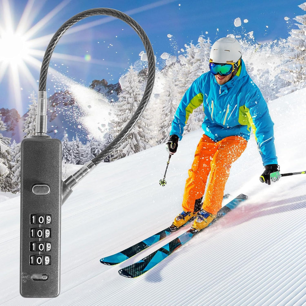3Pack Wire Padlock Snowboard Lock, Combination Cable Lock, 4-Digit Ski Lock w...