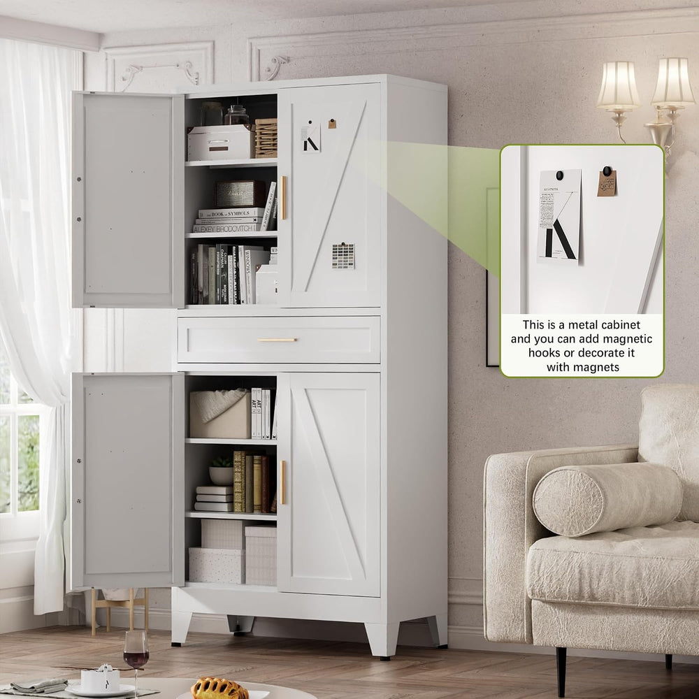 COFaR 71" Tall Kitchen Pantry, Farmhouse Storage Cabinet with Doors and ...