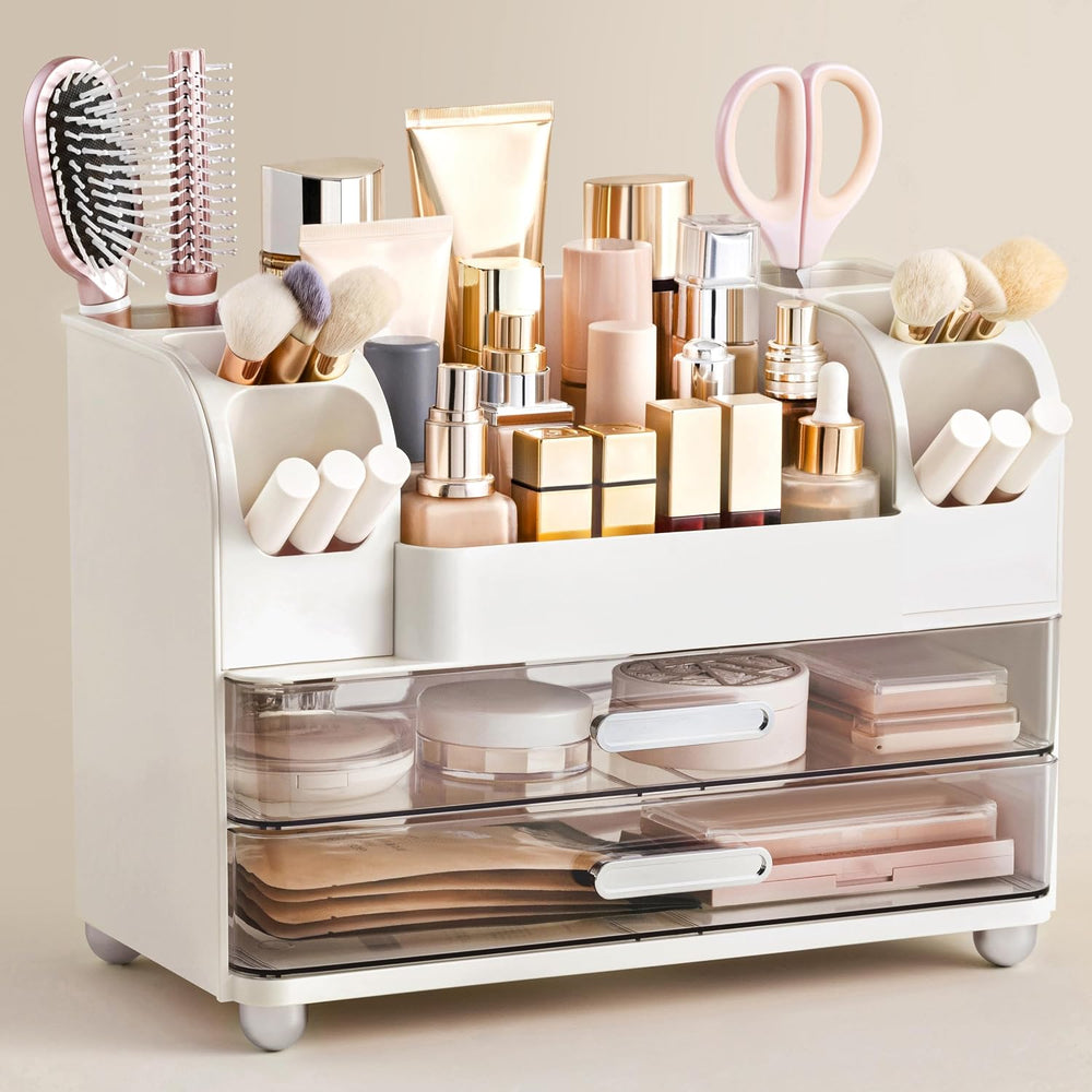 HBlife Makeup Organizer for Vanity with Brush Holder, Large Bathroom Countert...