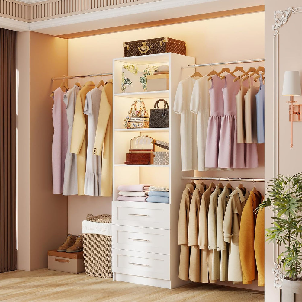 Closet System,5FT-9FT Closet Organizer with 3 Drawers