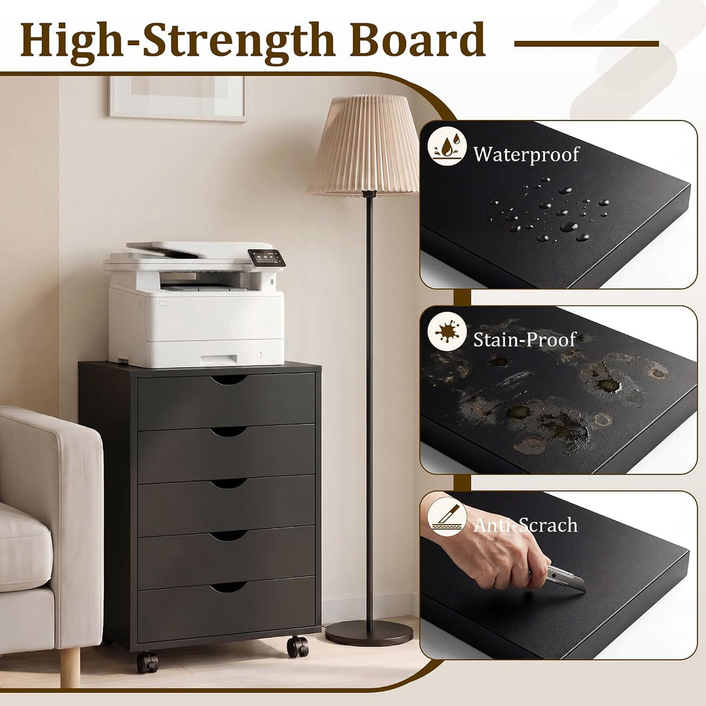 5 Drawer Mobile File Cabinet, Under Desk Storage Cabinet with Wheels
