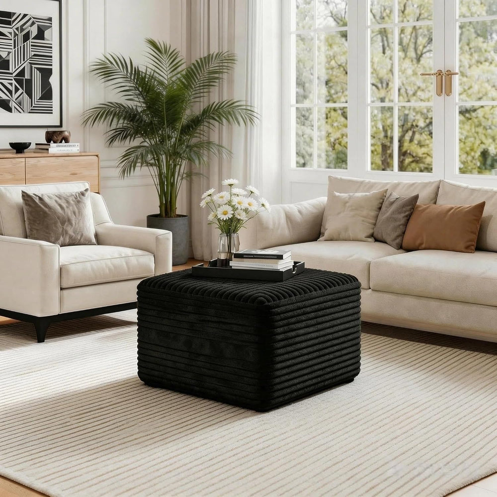 JINGLING 25.6 Inch Plush Corduroy Ottoman, Modular Sectional Foot Rest for Li...