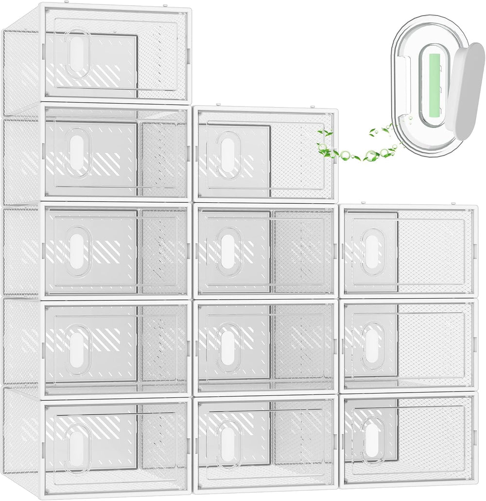 SIMPDIY Clear Shoe Storage Boxes, Stackable Shoe Organizer for Closet