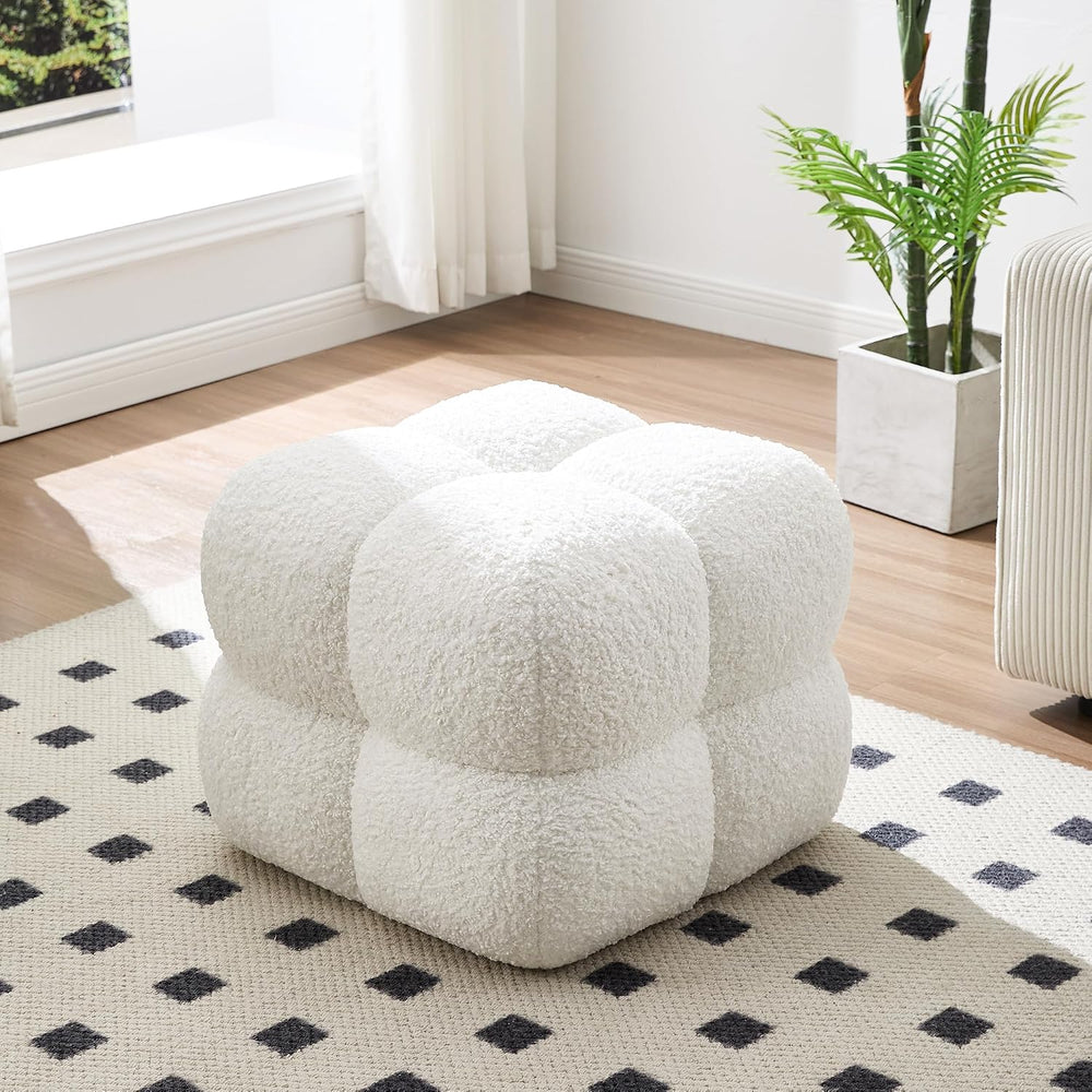 Zesthouse Square Pouf Ottomans Set of 2, Modern Vanity Chair for Bedroom