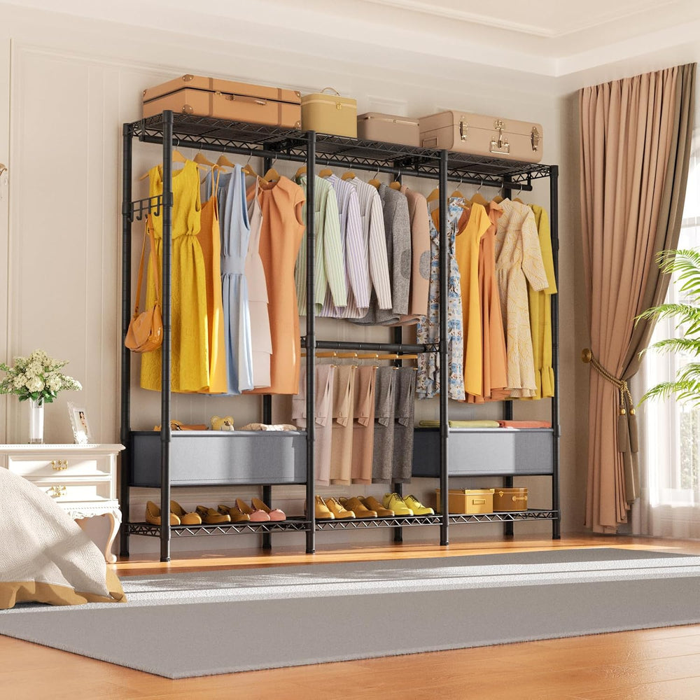 Golpart Heavy Duty Clothes Rack Metal Wardrobe with Adjustable Wire Shelves