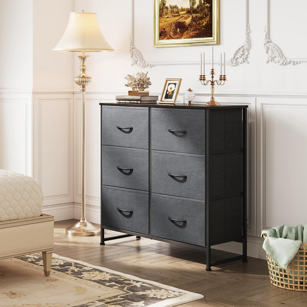 WLIVE Dresser for Bedroom with 6 Drawers, Dark Grey