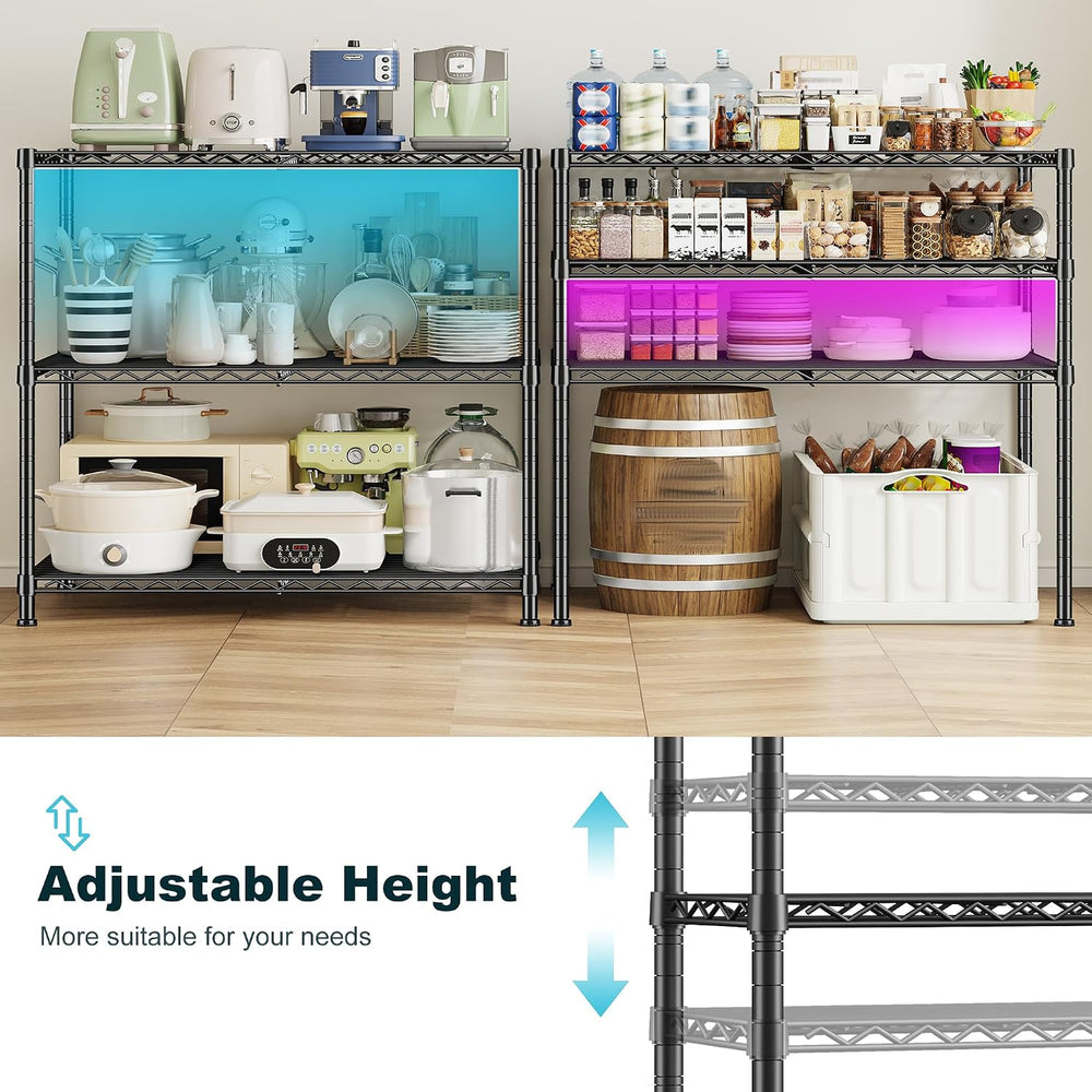 DurayLoly Adjustable 3-Tier Heavy Duty Metal Shelving, Wire Storage Rack