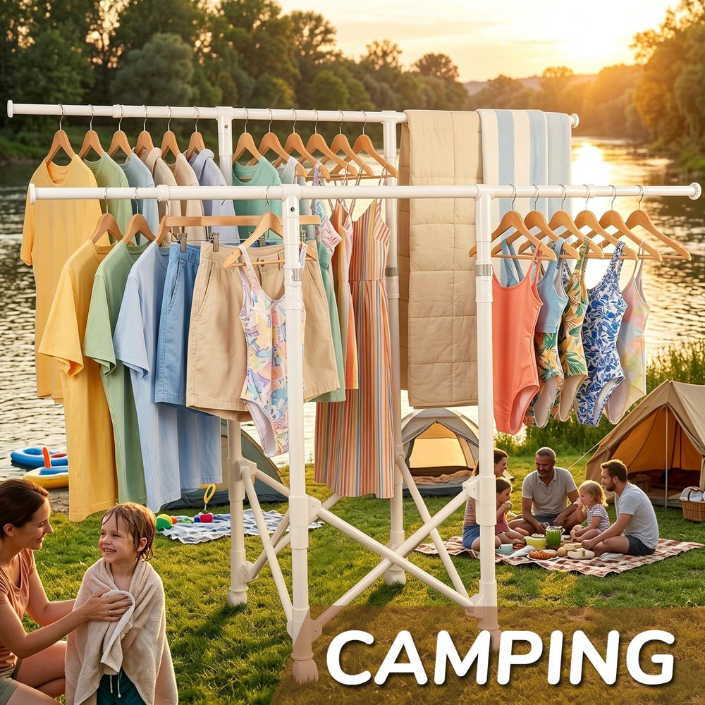 Clothes Rack, Rolling Clothes Drying Rack for Hanging Clothes Portable Foldab...