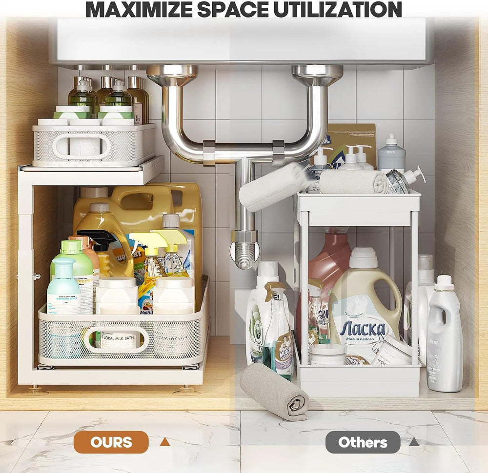 2-Pack 21.3 IN Depth Under Sink Organizer With Next-Gen Ball-Bearing Slides,S...