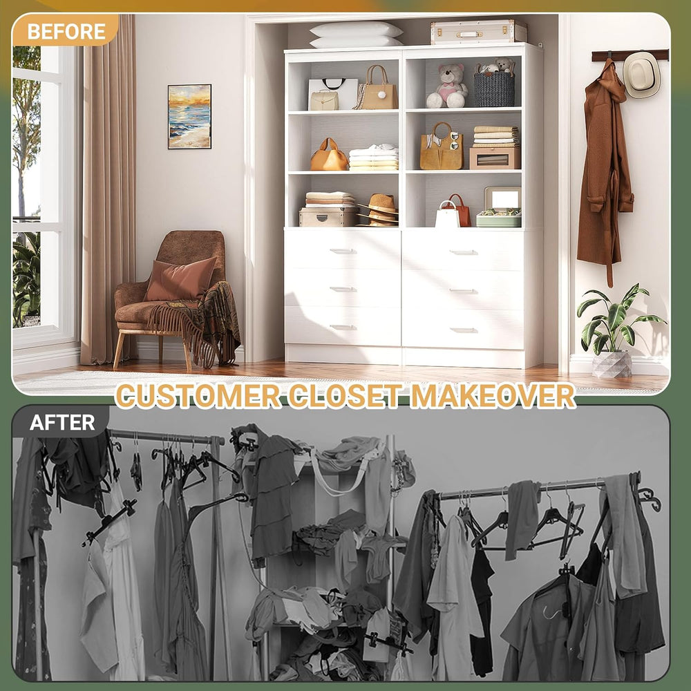 Aheaplus Closet Drawers Organizer System, 3.54FT Wood Closet System with 4 Dr...