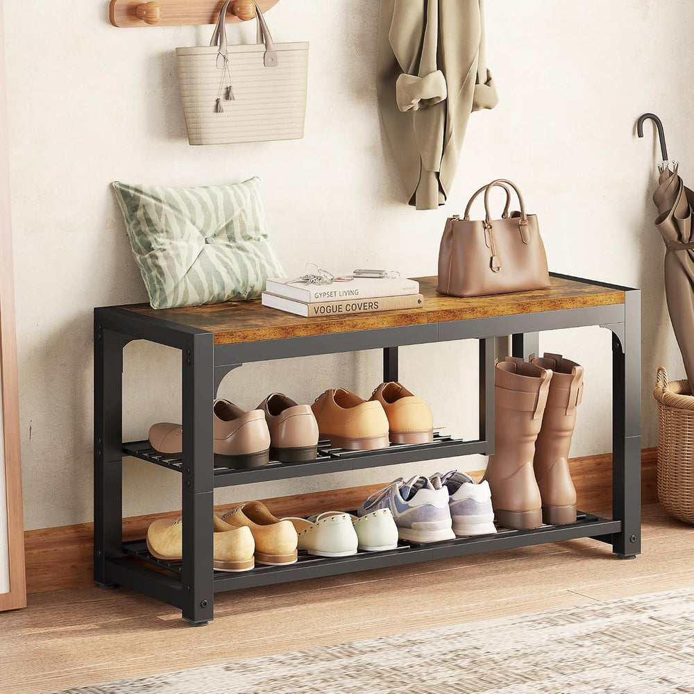 HOMEFORT Shoe Bench,3 Tiers Shoe Rack Bench,31.5" Shoe Storage Bench for...