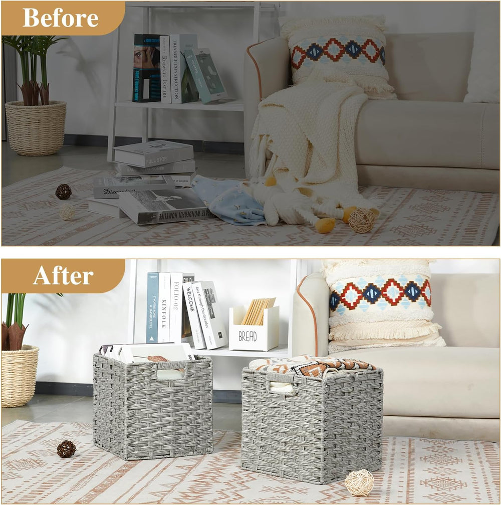 DULLEMELO Wicker Storage Cubes for Organizing 11x11x11 Inch Woven Storage Bas...