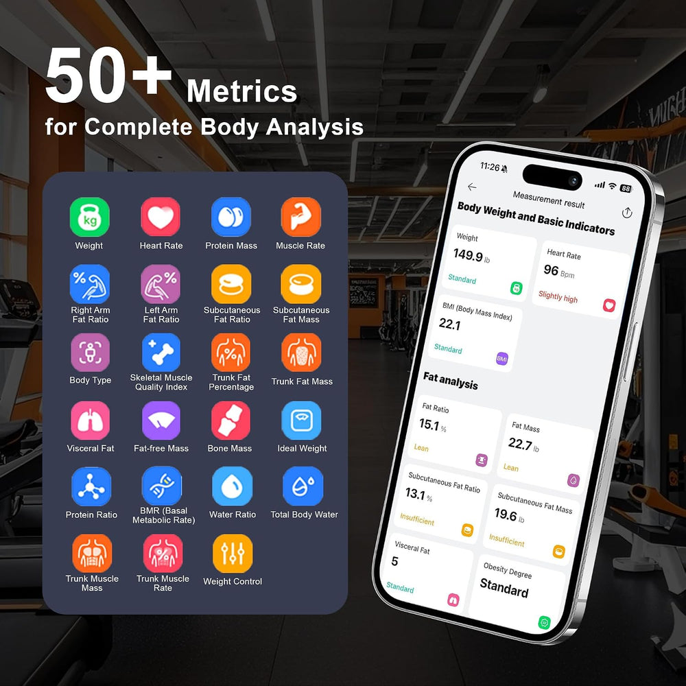 Smart Scale for Body Weight, Scale with bmi, Body Fat, Muscle Mass, Black