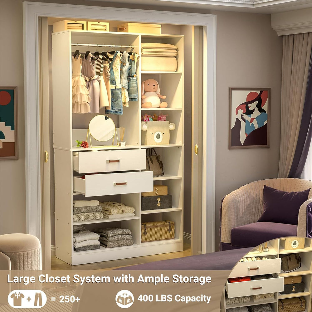 Armocity Freestanding Closet System, 40 Inches Stand-Alone Wardrobe with 10 S...