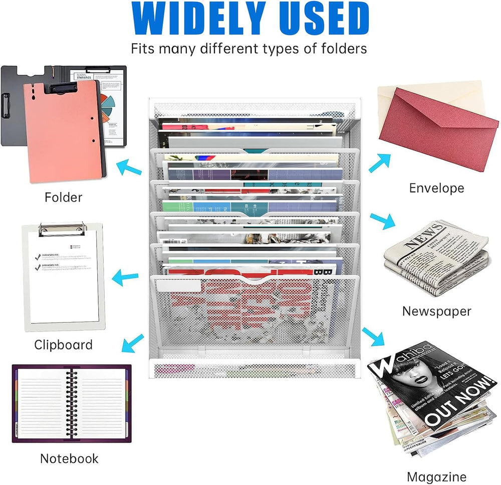 7 Tier Magnetic File Holder, No Drilling Wall File Organizer for File Cabinet...