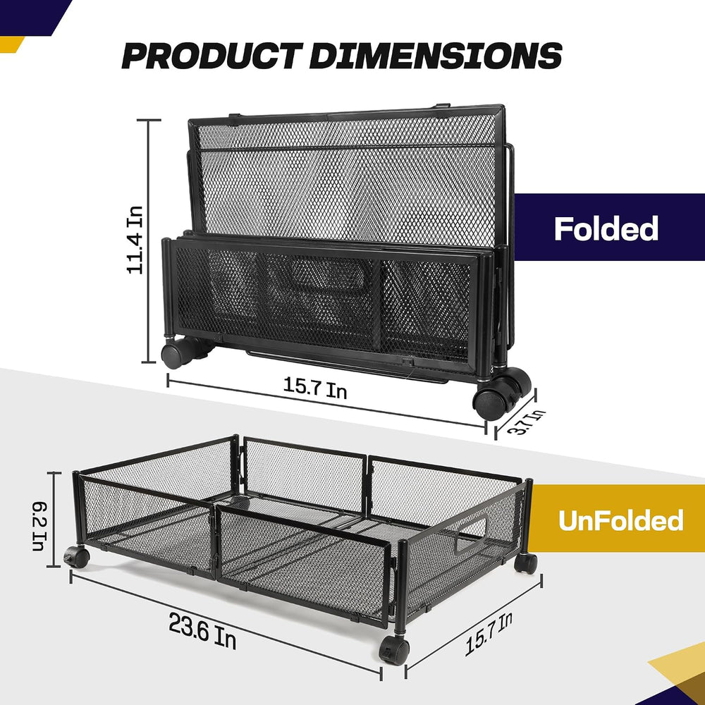 2pcs Large UnderBed Storage with Wheels - Sturdy Black Under Bed Storage with...