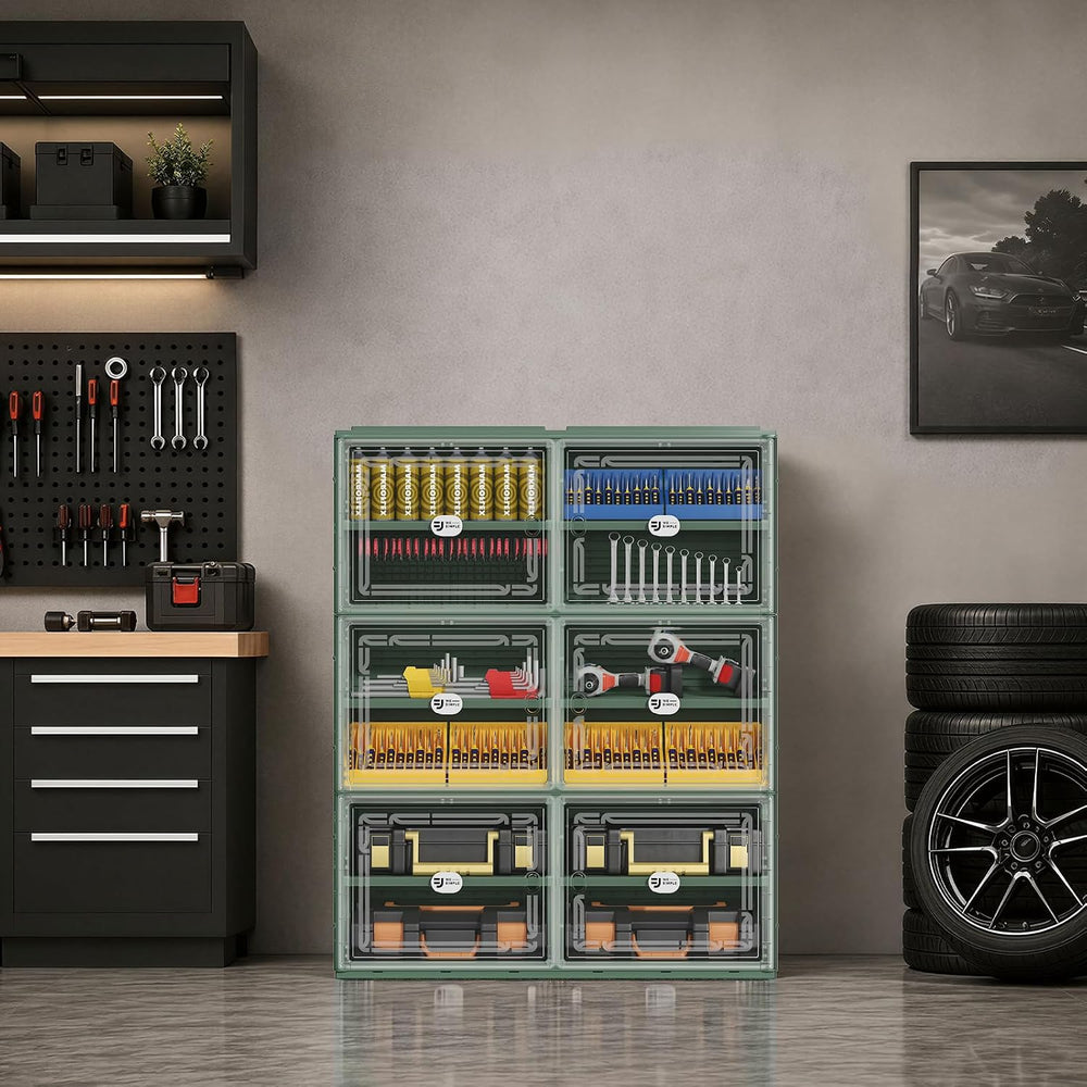 Foldable Shoe Storage Cabinet for 24 Pairs with Magnetic Clear Doors, Portabl...