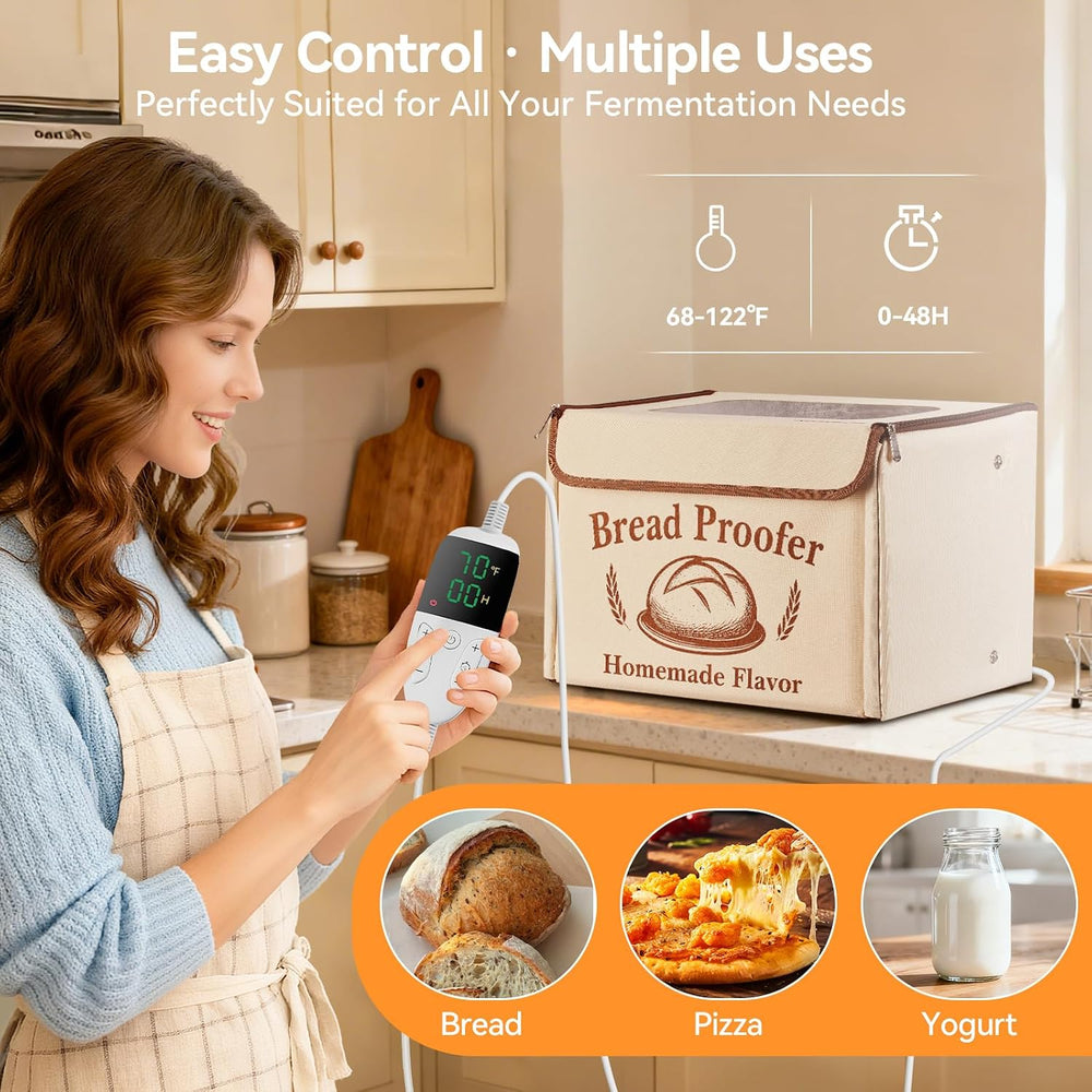 Proofing Box - Foldable Proofing Bread Box with 68-122°F Temp Control & 4...