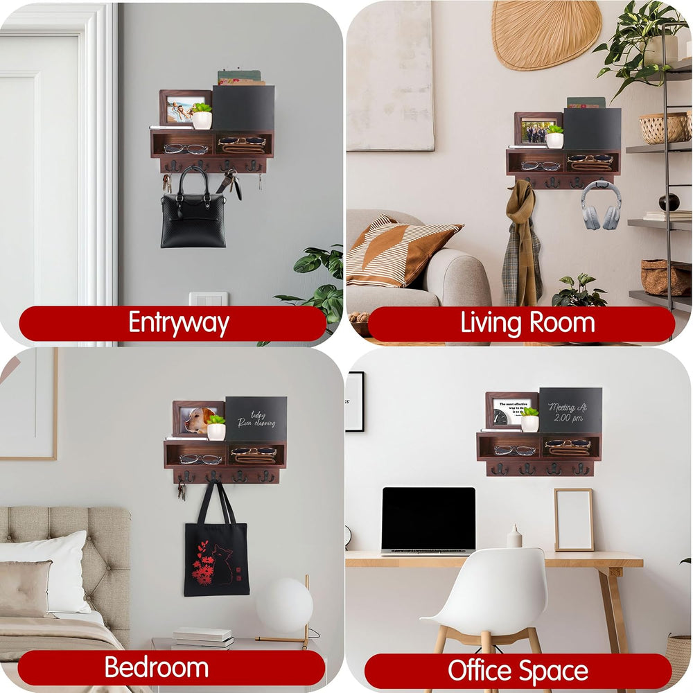 Spacelog Key and Mail Holder for Wall with Chalkboard – Magnetic Photo Frame ...