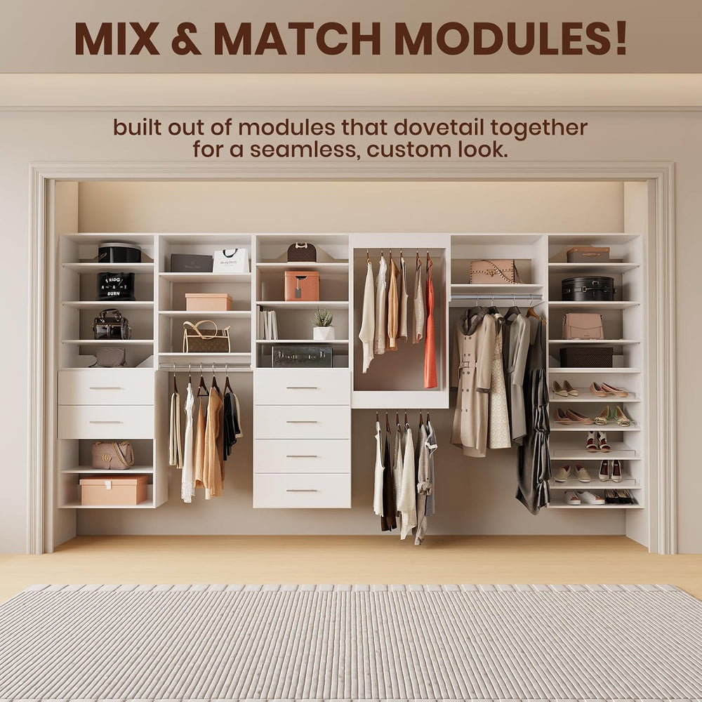 ROOMTEC Modular Closet System, 49" Wall Mounted Closet Organizer with Ha...