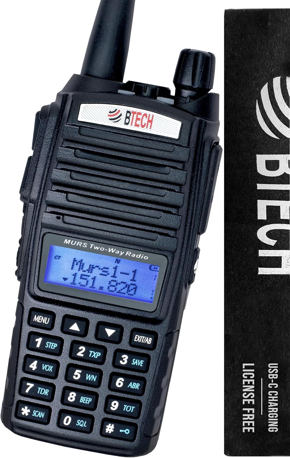 BTECH MURS-V2 200 Fully Customizable Channels MURS Two-Way Radio. USB-C Charg...