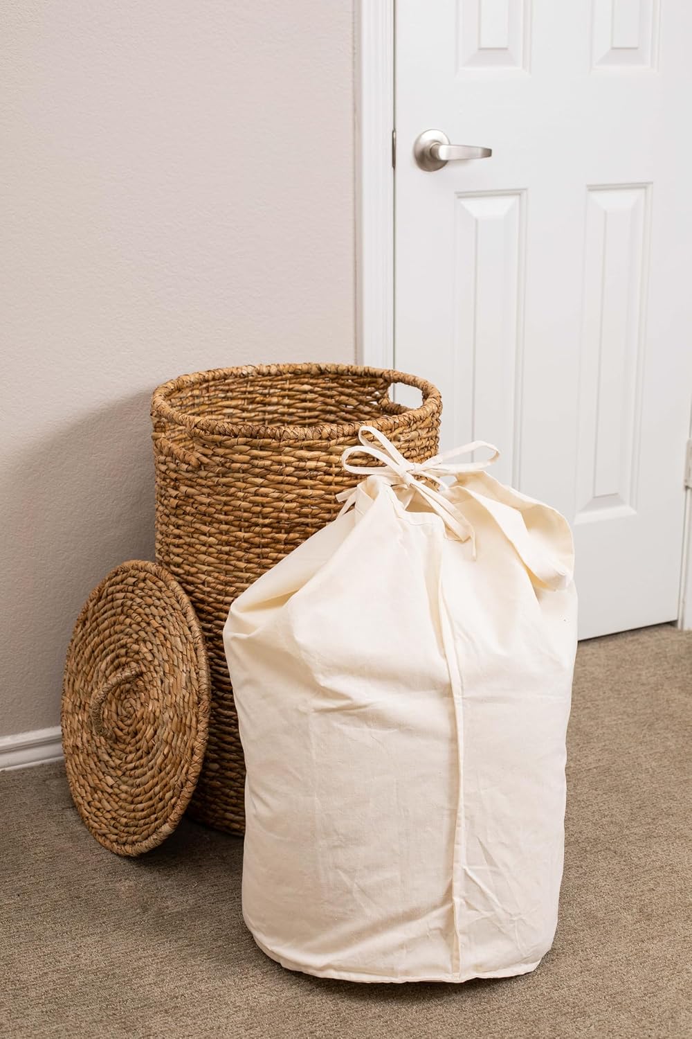 BIRDROCK HOME Seagrass Laundry Hamper with Lid & Liner - Handwoven Round ...