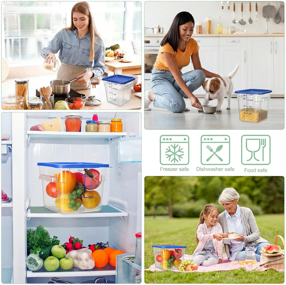 Lallisa 4 Pcs 8qt & 4qt Clear Food Storage Containers with Lids Handles a...