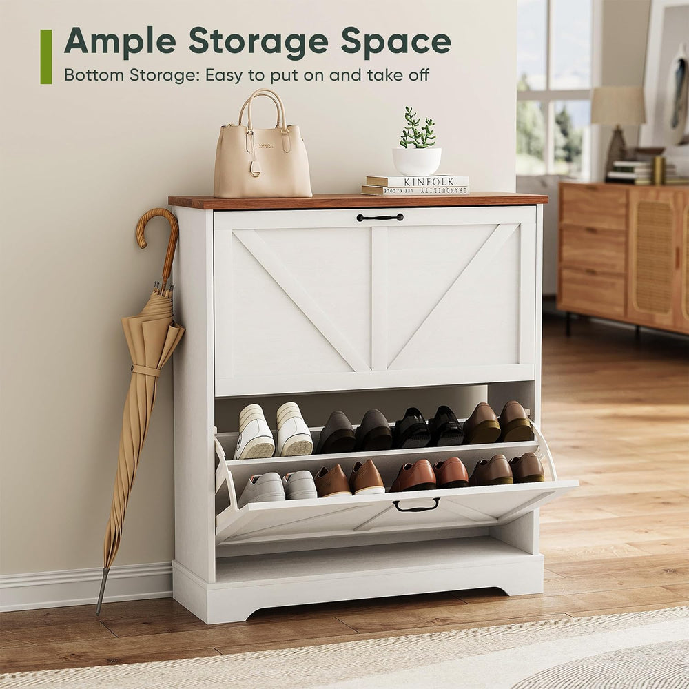 Smart FENDEE Shoe Cabinet, Shoe Storage Cabinet for Entryway with 2 Flip Draw...