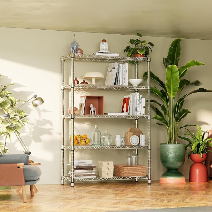 IZEUK 1750LBS Garage Shelving Wide Storage Shelves 5 Tier Metal Shelves Heavy