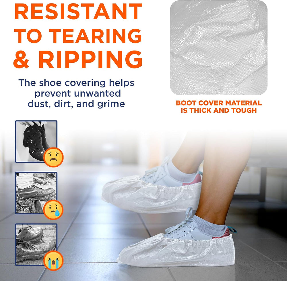 EZGOODZ White Indoor Shoe Covers Disposable Non Slip, 16.5 x 6.5 Inch. 1000 P...