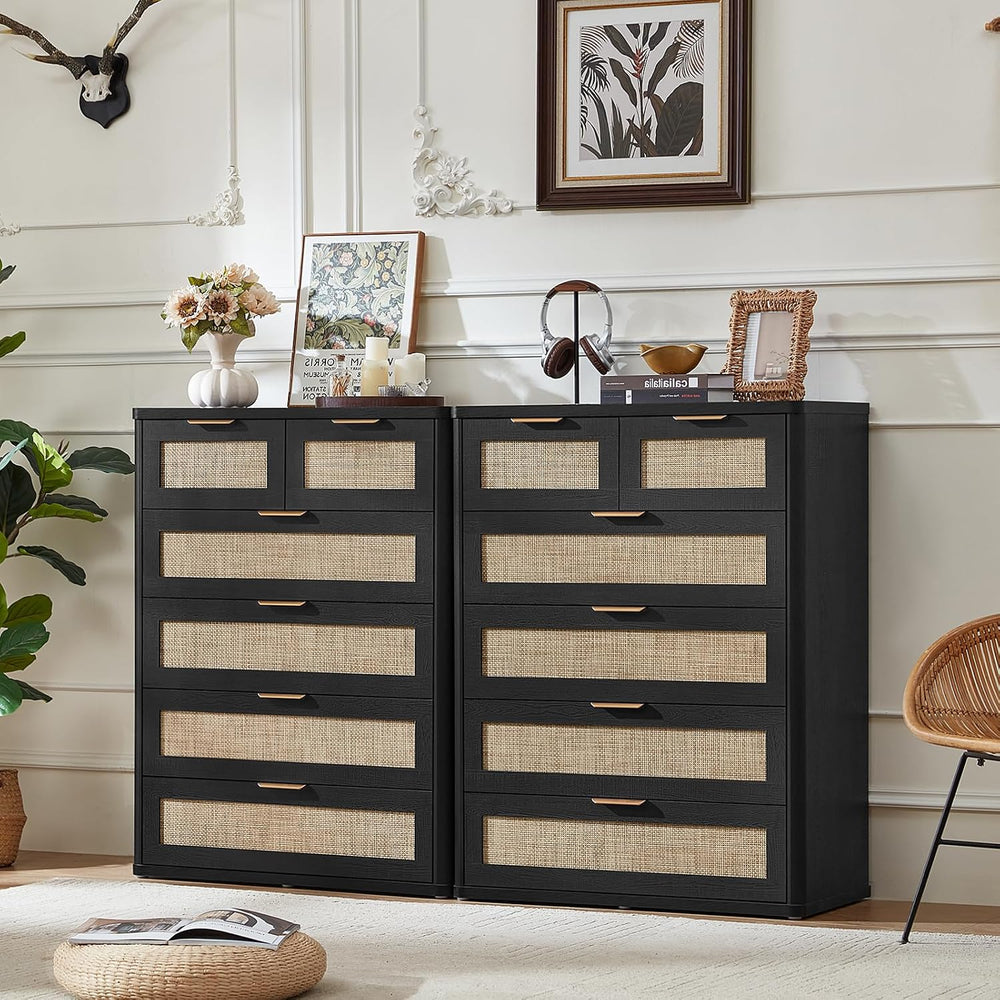 LEYAOYAO Rattan Dresser for Bedroom, 41" Tall Chest of Drawers
